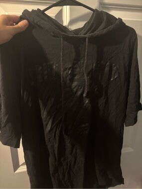Men's Black Hooded Short-Sleeve Shirt from true religion size medium